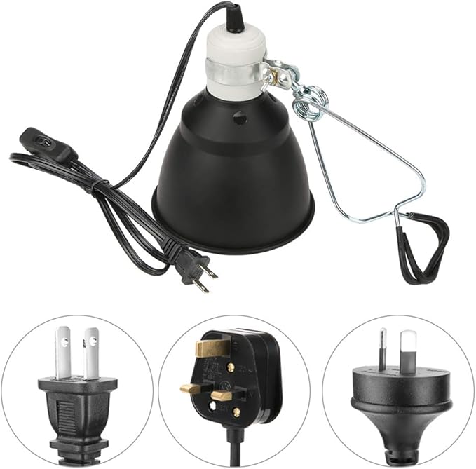 KUIDAMOS 300W Reptile Heating Lamp Socket Ceramica UVA/UVB Bulb Lamp Light Holder with Anti-Hot Cage Light Holder for Reptiles Reptile Heat lamp Dome with Habitat Lighting