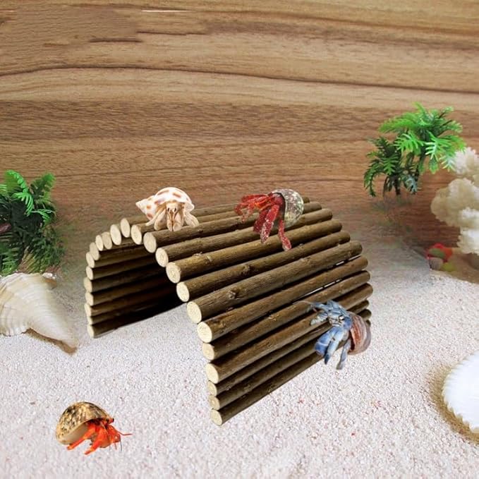 Hermit Crab Hideout, Hermit Crab Climbing Toys, Wooden Reptile Hideout, Climb Bridges for Lizard Chameleon Hamster Rats Chinchilla Guinea Pig Rabbit Bearded Dragon (4 x 8 inches)