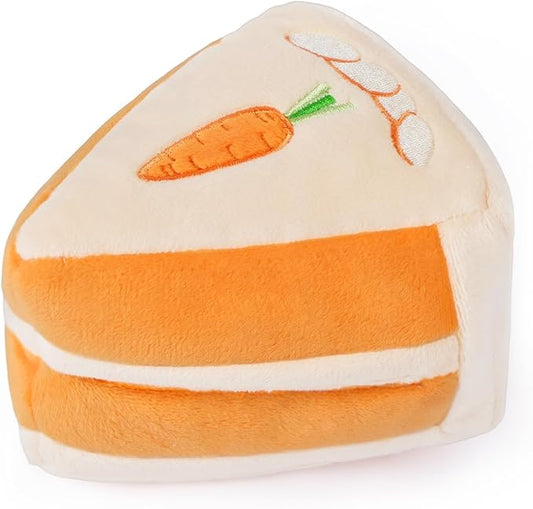 CHEWFFON Easter Dog Puzzle Snuffle Toy, Carrot Cake Treat-Hiding Enrichment Toy for Boredom Relief and Mental Stimulation, Squeaky Cake Gift, Interactive Play for Small and Medium Dogs