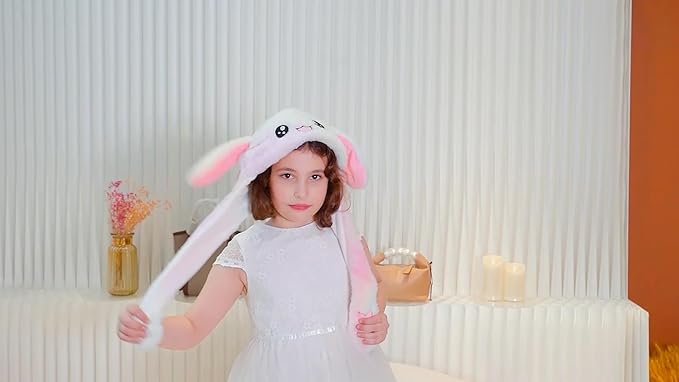 Bubblepompom Animal Hat with Ears Moving Jumping Pop Up Beating Hat Plush Holiday Cosplay Dress Up Funny Gift for Kids