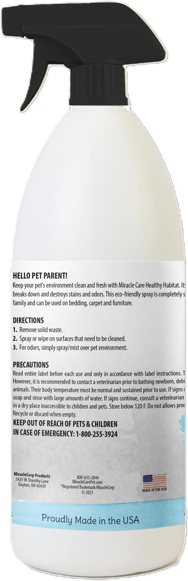 Miracle Care Healthy Habitat Cleaner and Deodorizer, 24 Ounce, Freshens and Cleans Any Pet Environment