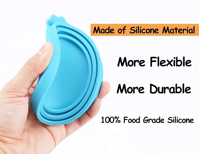 Comtim Silicone Can Lids Covers for Dog and Cat Food, Universal Size Fits All Standard Cans (3 Pack & Spoon, Multi-colored)