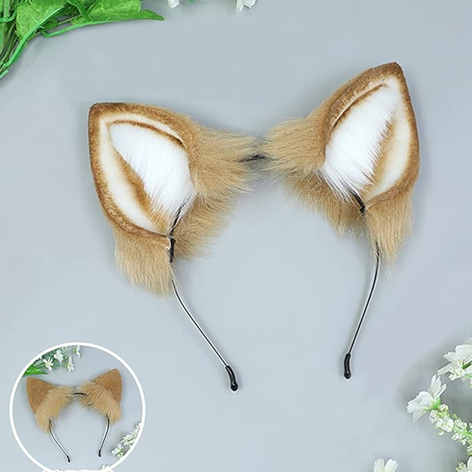 Faylay Women Dog Ear Headband Furry Animal Ear Hair Accessories