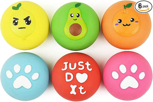 Squeaky Dog Toys, Soft Latex Rubber Squeaky Dog Ball for Small Dogs Puppies, Cute Bounce Squeak Toys Balls with Funny Cute Face