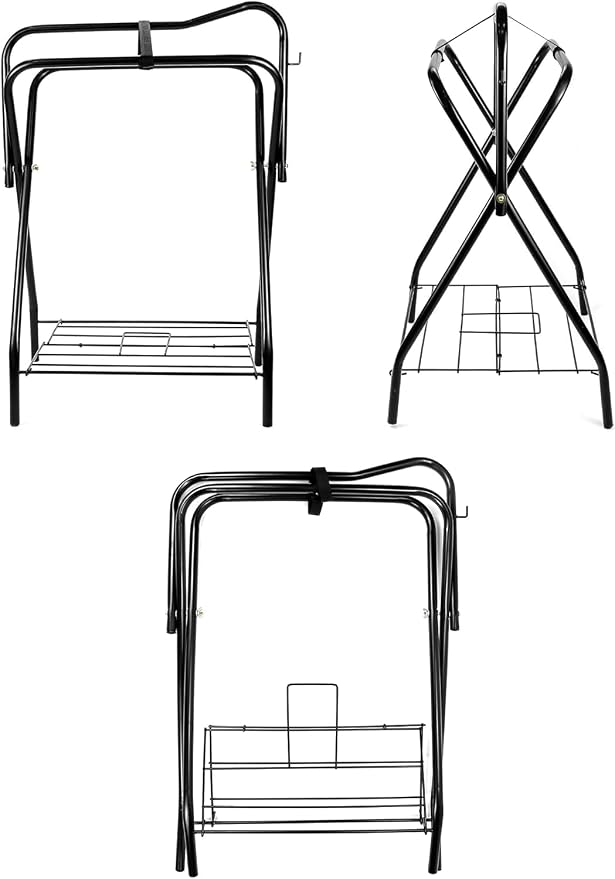 2 Pack Saddle Rack Portable Folding Horse Saddle Stand for English and Western Saddles,28" L x 19" W x 37.5" H
