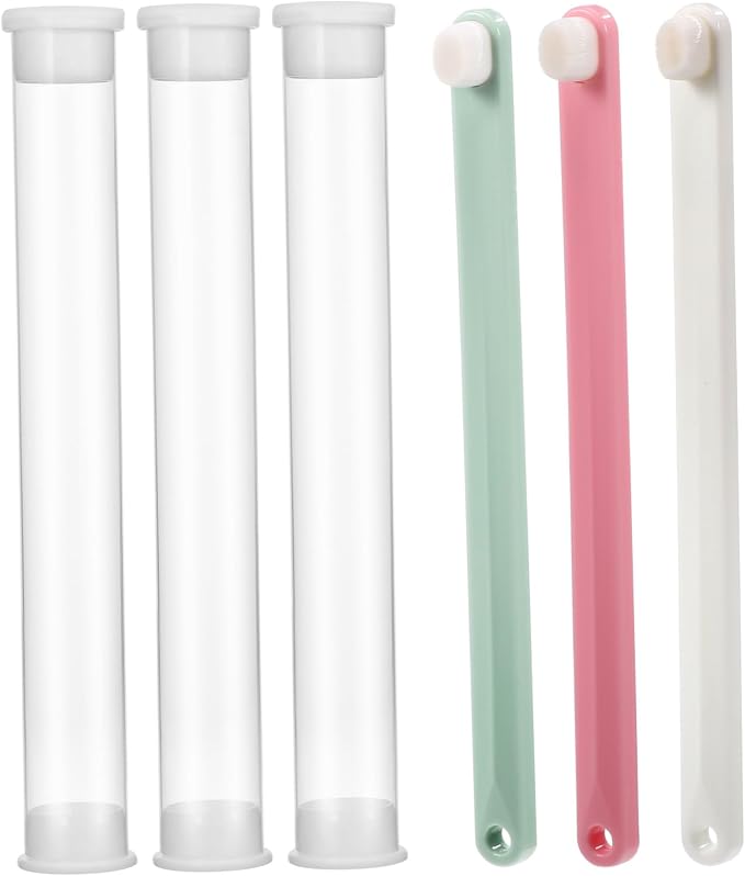 Healifty 3pcs Soft Bristles Pet Toothbrushes Kit for Dogs Cats and Rabbits Small Micro Head Oral Care Brushes with Handles for Gentle Cleaning