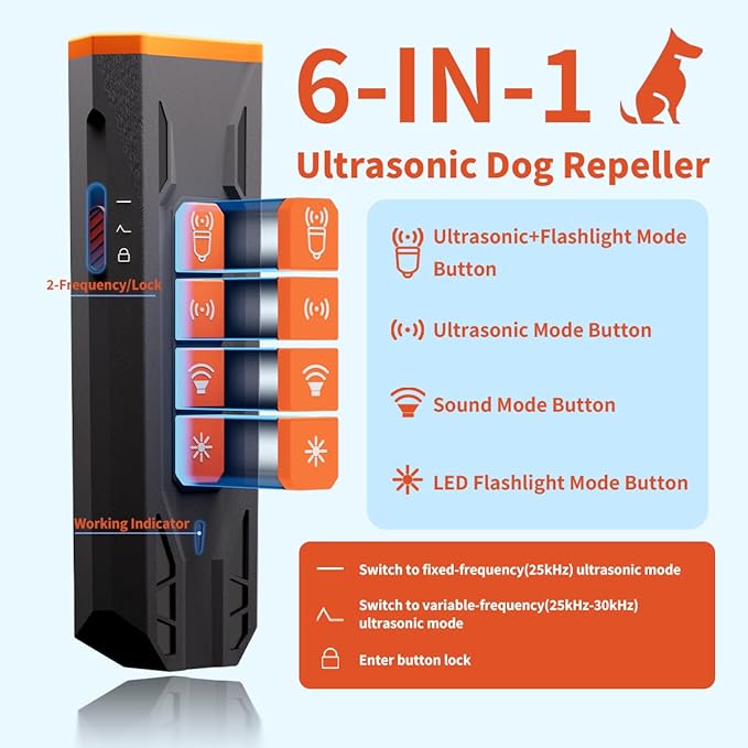 Dog Bark Deterrent Devices, Ultrasonic Dog Bark Deterrent, Ultrasonic Dual-Band, Correct Bad Behavior of Own or Neighbor's Dog, Dog Barking Silencer 23FT for Indoor Outdoor