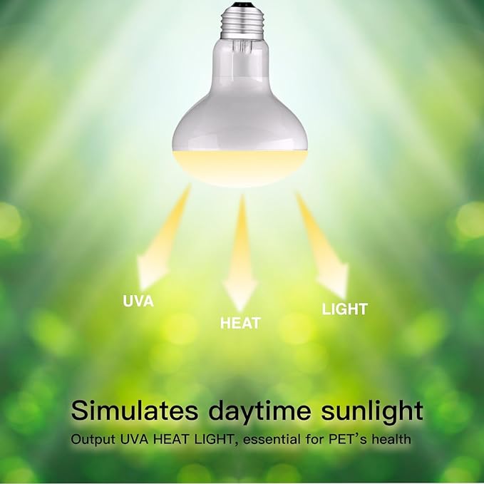 Reptile Heat Bulb Lamp, 1-Pack 100W Daylight Basking Spot, Bearded Dragon/Turtle/Lzard/Gecko Light Bulb, UVA Heat Lamp, Basking Light for Reptiles