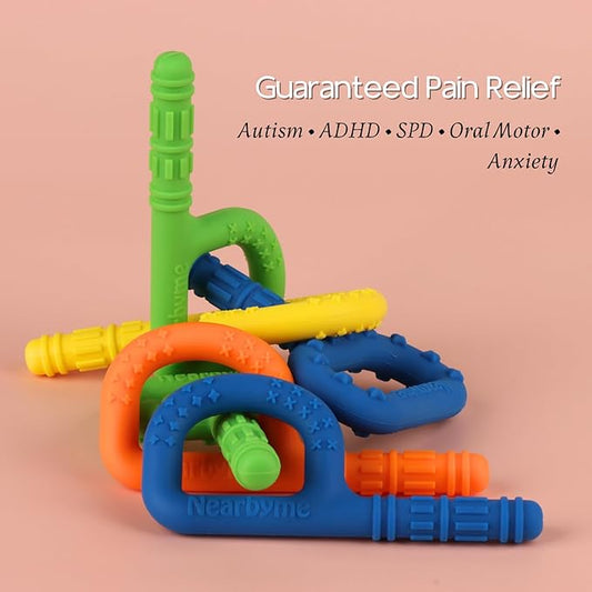 Sensory Chew Toys for Autistic Chewers, 4 Packs Food Grade Silicone Oral Motor Chew Sticks & Hand Fidgets for Autism, ADHD, SPD, Anxiety or Special Needs