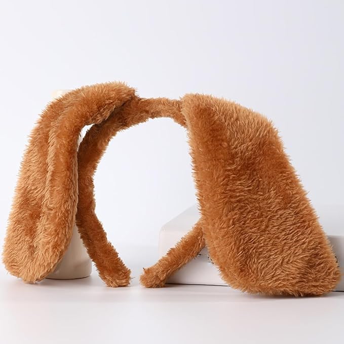 Brown Floppy Dog Ears Headband: Furry Puppy Ears, Elasticized Fit, 16 x 15 cm, Perfect for Halloween, New Year's Eve, Zoo-Themed Parties & More