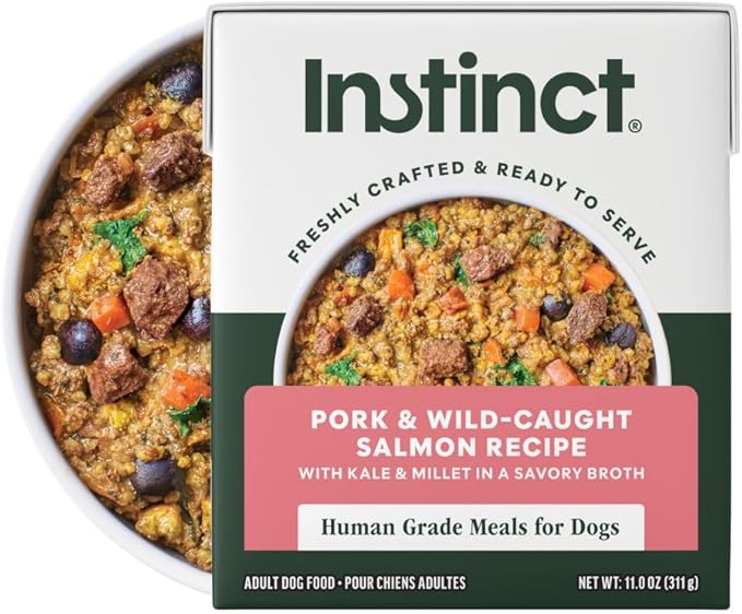 Instinct Freshly Crafted Meals, Dog Wet Food or Topper, Human Grade - Pork & Wild-Caught Salmon, 11 oz. Carton