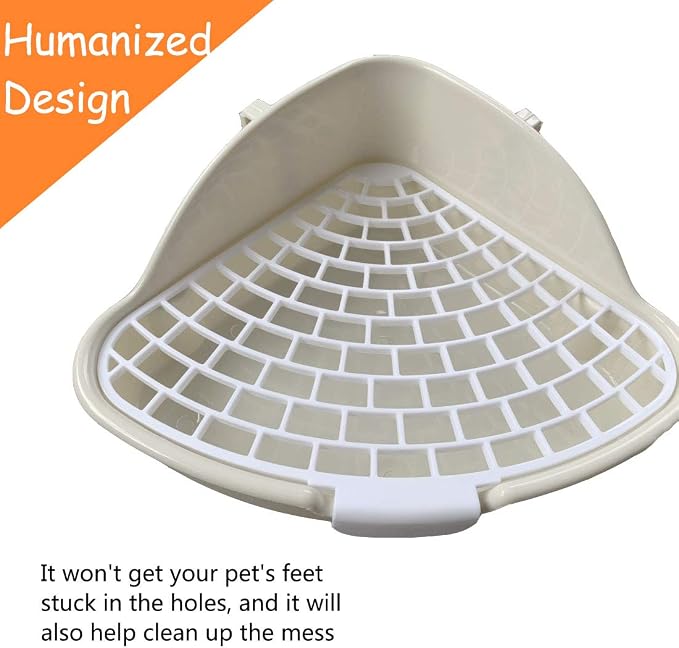 Hamiledyi Triangle Potty Trainer Corner Bunny Toilet Plastic Pet Pan Guinea Pig Litter Bedding Box for Baby Rabbit Guinea Pig Hamster Chinchillas Ferret Small Animals(White)