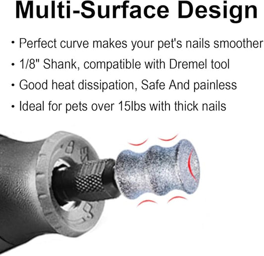 Diamond Rotary Grinder Bits for Dog - Pet Nail Grinder Attachment - 1/8" Replacement Grinder Wheel for Dremel - Pet Nail File & Clippers for Medium Large Dogs (XL)