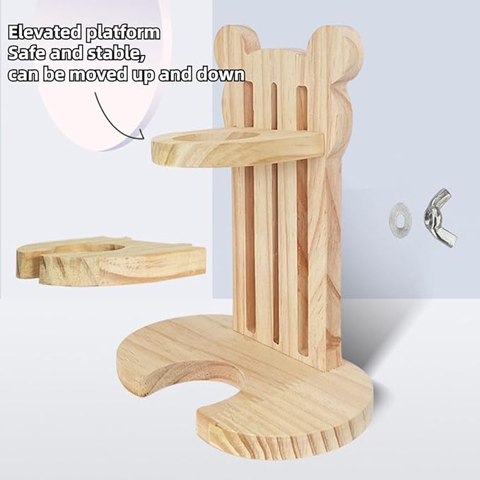 Hamster Water Bottle with Wooden Stand No Drip Water Bottle Leakproof Guinea Pig Water Bottles Small Animal Water Dispenser/Feeder for Hamster Guinea Pig Gerbils Mice Rabbit (with Feeder)