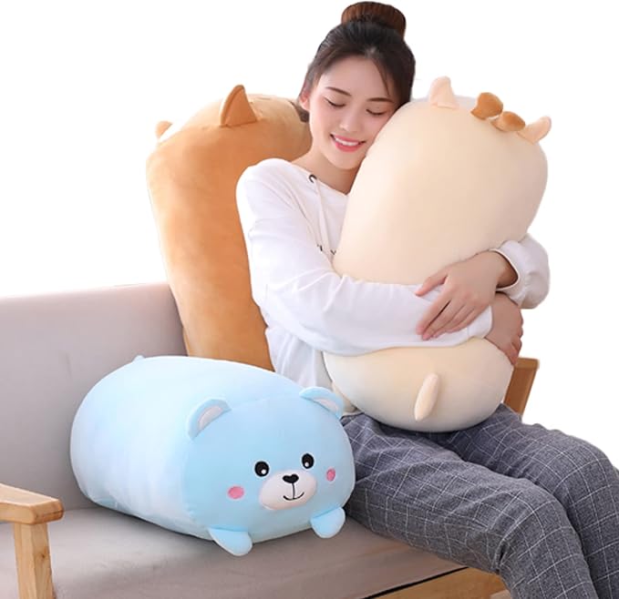 Bear Plush Pillow, Soft Bear Stuffed Animal Toy Cylindrical Body Pillow Gifts for Kids, 33.5"