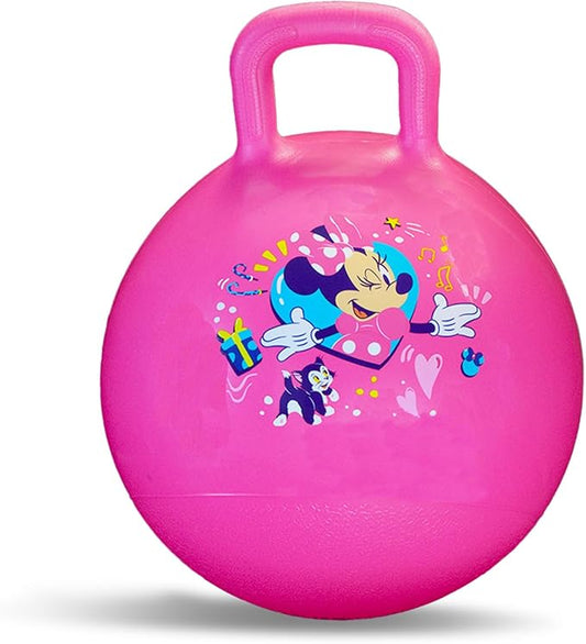 Disney Minnie Mouse Hopper Ball for Kids - Bundle with 15 Inch Minnie Bouncy Ball with Handle, Stickers, and More (Minnie Mouse Outdoor Toys)