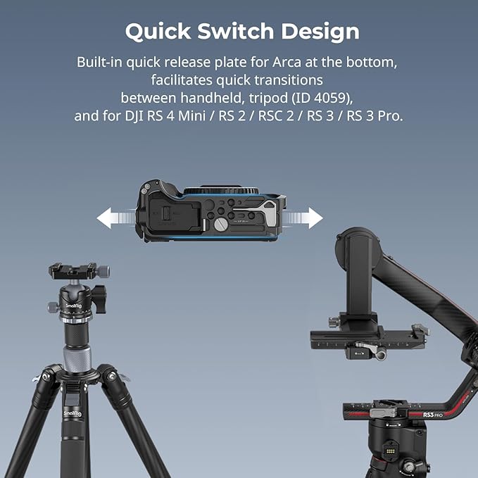 SmallRig R50 V Camera Cage for Canon R50V, Built-in Ergonomic Silicone Grip, QR Plate for Arca, 1/4"-20 Threaded Hole, 3/8"-16 Holes for ARRI, Cold Shoe, QD Sockets, Vertical Shooting(Black)-5427