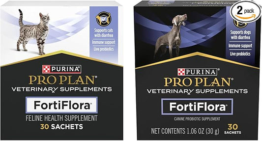 Purina Pro Plan Veterinary Supplements, Fortiflora Dog & Cat Probiotic Supplements, 30 CT Each (Pack of 2)