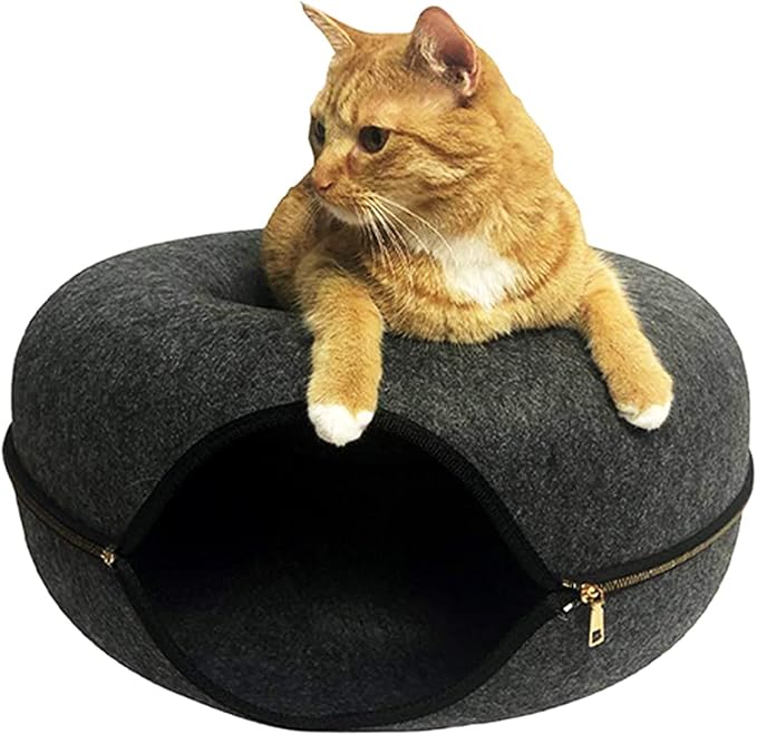 Thicken Felt Round Bed Warm Soft Tunnel Tube Small Pet Detachable Design Easy to Large Capacity Winter Pet Bed