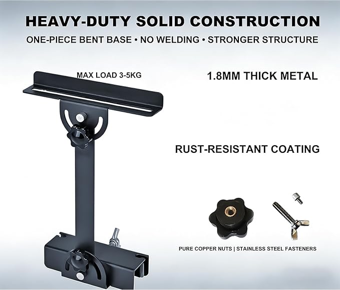 Metal Aquarium Light Riser & Holder - Adjustable Clamp Kit (2pcs), Max 0.9" Glass+Trim, Fits 4.9" Wide Lights on Lidless Tanks (Large)