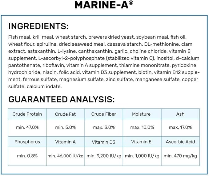 Hikari Marine-A Pellets Fish Food for Larger Marine Fish, 3.87 oz (110g)