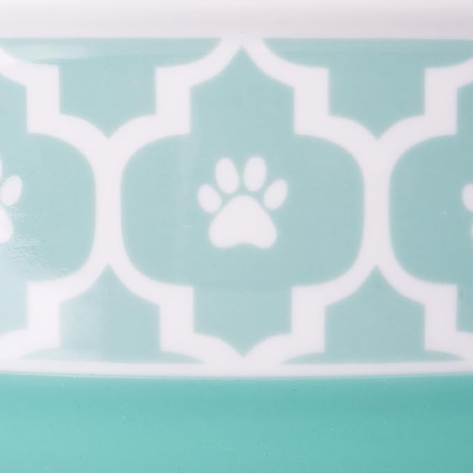 Bone Dry Lattice Collection Pet Bowl & Canister, Single Dish, Medium 6x2", Aqua