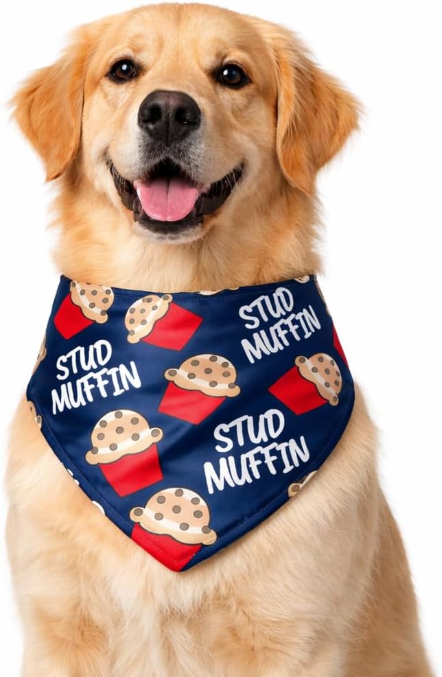 Luxury Satin Dog Bandana – Slip-On Collar Style, Premium Pet Scarf for Medium, Large & XL Dogs – Special Occasion Accessory (Collar Not Included) (Medium - Extra Large, Stud Muffin Luxe - Satin)