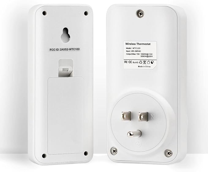 DIGITEN Wireless Thermostat Plug in Digital Temperature Controller Outlet Programmable Thermostat with Build-in Temperature Sensor Remote Control Greenhouse Thermostat Outlet Plug for Heater