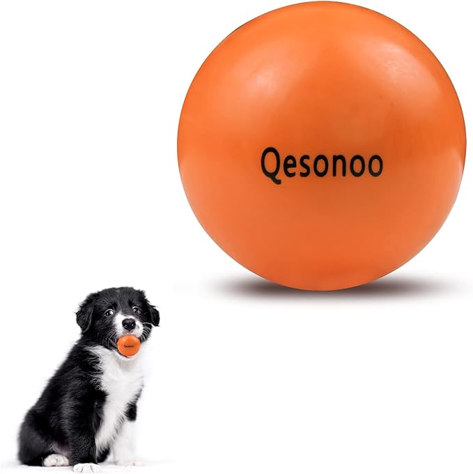 Dog Balls Indestructible,Solid Rubber Bouncy for Dogs Aggressive Chewers Small Breed,Non-Toxic&Floating&High Elasticity,Durable Fetch Ball Small to Chew,Play and Training, Orange, 2 In(5cm)