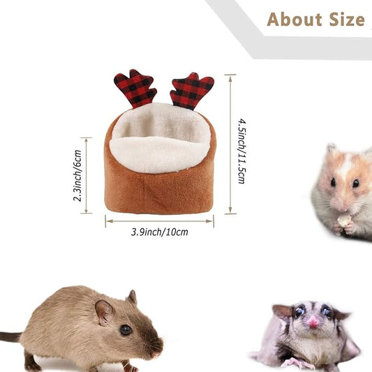 Soft Small Pet Bed, Hamster Nest Pouch Cute Mouse House Hammock Sugar Glider Hideout Cage Accessories, Bedding for Gerbil Degu Golden Bear Hedgehog
