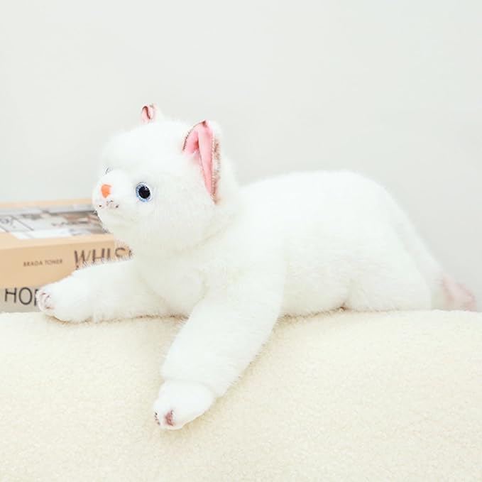 PEACH CAT Cat Stuffed Animal 15" Realistic Kitten Plushies Soft Plush Toys Gifts for Kids White