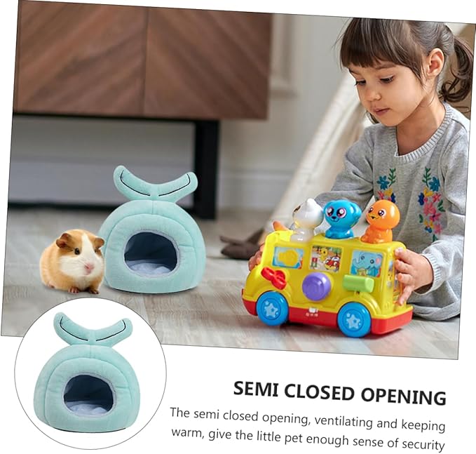 TOYANDONA Cartoon Whale Shape Warm Nest for Hamsters Guinea Pigs Pets Cozy Hideout Bed for Relief and Comfort Indoor Cave for Napping Playing