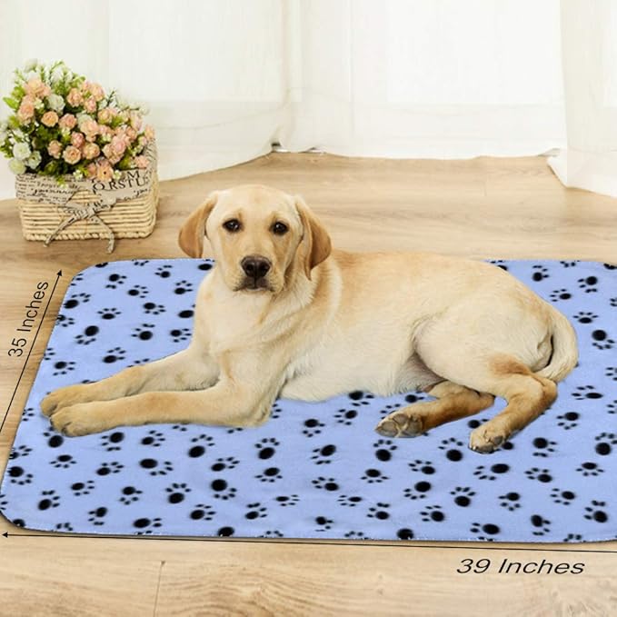 Comsmart Dog Blankets for Small Dogs, 6 Pack Puppy Blanket Cute Paw Print Pet Blanket for Dog, Puppy, Cat, Kitten, 39x35 inches, Blue