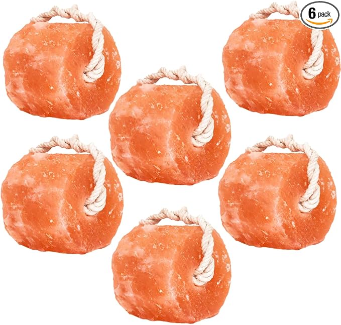 Glowyn Himalayan Salt Lick-Natural Minerals Block on Rope - 4.0 lbs. (6 Packs) - Great for Horses, Cattle, and Live Stock– Long Lasting – Pink Salt Lick