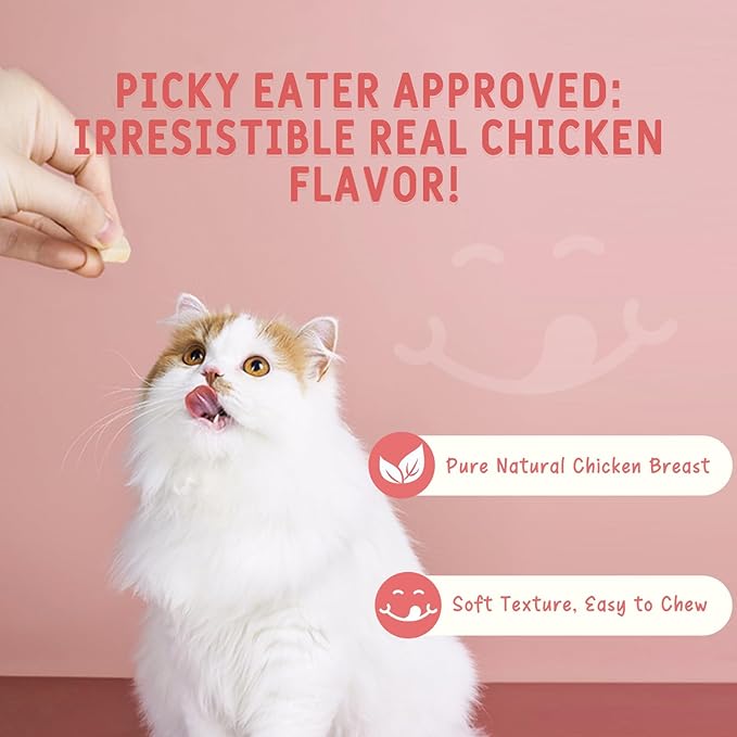 Freeze Dried Chicken Breast Cat & Dog Treats - 2.82oz (80g), 100% Single Ingredient, Human-Grade High Protein Training Rewards, 0% Salt & Sugar, Grain-Free, Ideal Meal Topper for Picky Eaters