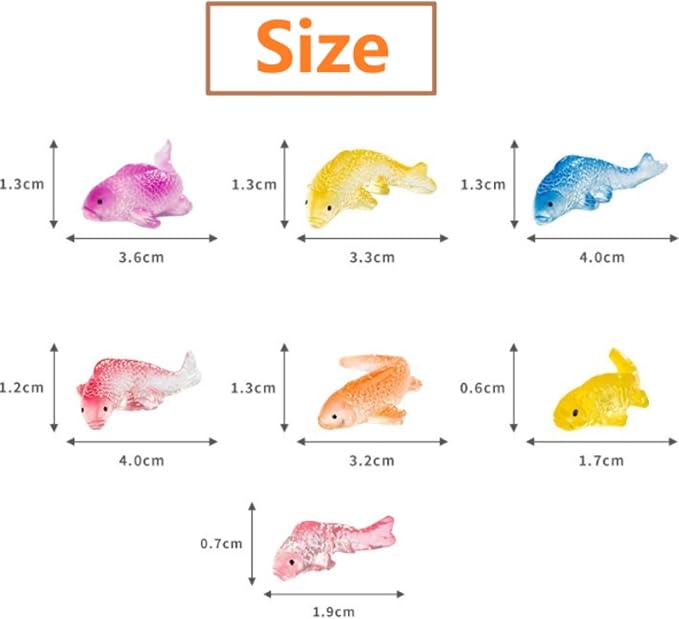 7 Pcs Colorful Koi Resin Figurines for Fish Tank - Miniature Ornaments for Terrarium Bottle, Fairy Garden Scene, Birthday Cakes, DIY Aquascape Kit, Aquarium Moss Layout Desktop Landscape Accessories