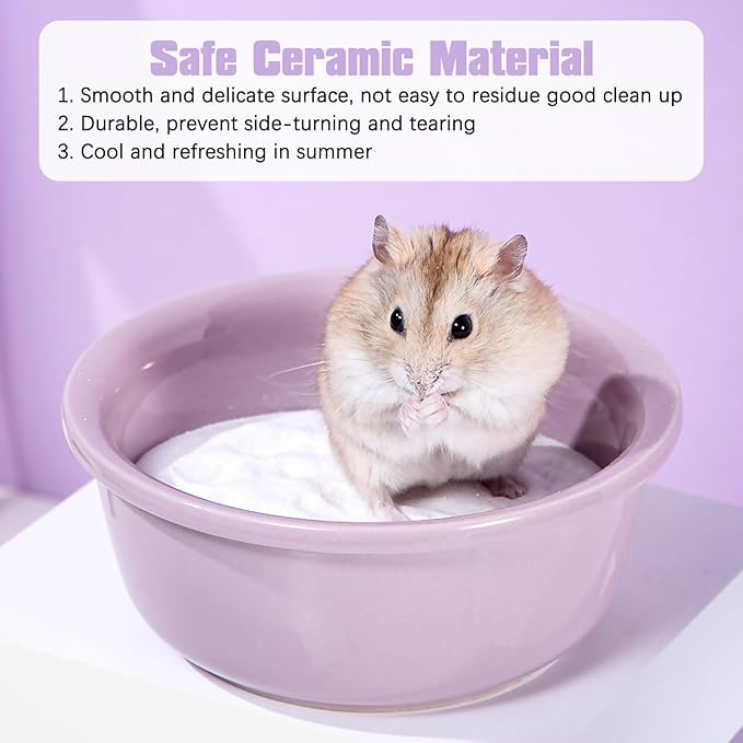 kathson Hamster Sand Bath Box Ceramic Small Animals Shower Bathtub Gerbil Litter Box Mice Bathroom Syrian Hamster Digging Sand Container Cage Accessories for LemmingsGerbil Mice (White)