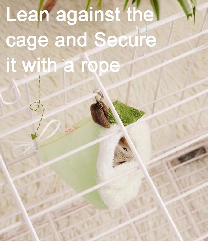 Hamster & Small Animals Shelter Pear Shape Cute Hammock Bed with Hook and Rope,Hanging Arctic Fleece Sleeping Bag Climbing Nest (Pear)
