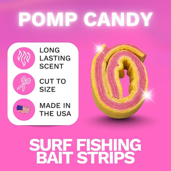 FishGum Surf Fishing Bait Strips for Saltwater Beach Fishing – Real Shrimp, Crab, Clam & Sand Flea Infused Scent – Artificial Cut Bait for Pompano, Redfish & Flounder