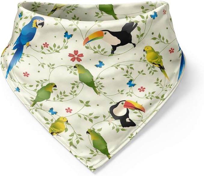 Luxury Satin Dog Bandana – Slip-On Collar Style, Premium Pet Scarf for Medium, Large & XL Dogs – Special Occasion Accessory (Collar Not Included) (Medium - Extra Large, Toucan (G) Luxe - Satin)
