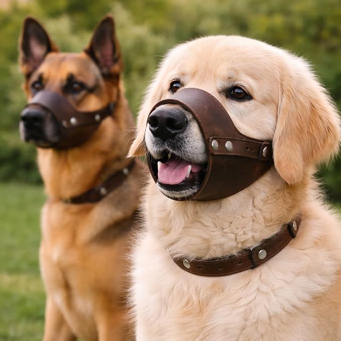 JorVet Leather Muzzle for Dog | Comfortable & Durable to Prevent Biting | Vet-Approved for Safety | Adjustable & Secure Fit | Extra Small | Brown