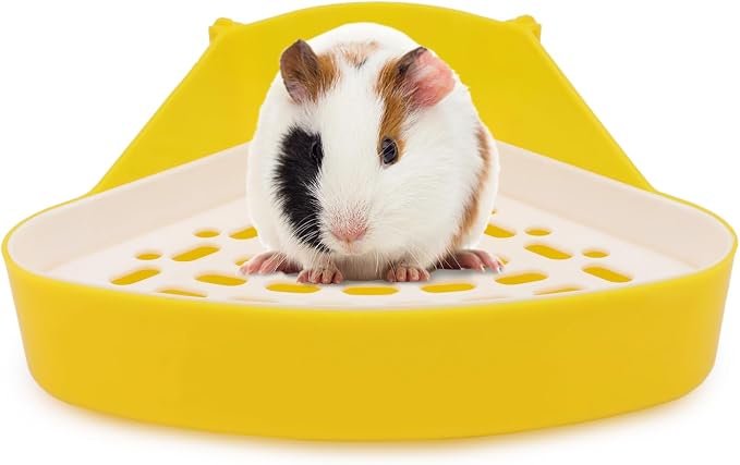 Hypeety Pet Toilet Small Animal Litter Tray Corner for Hamster Guinea Pig Ferret Gerbil Chinchilla Pet Small Rat Toilet Yellow