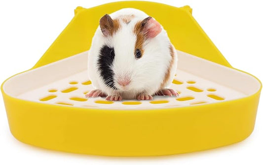 Hypeety Pet Toilet Small Animal Litter Tray Corner for Hamster Guinea Pig Ferret Gerbil Chinchilla Pet Small Rat Toilet Yellow