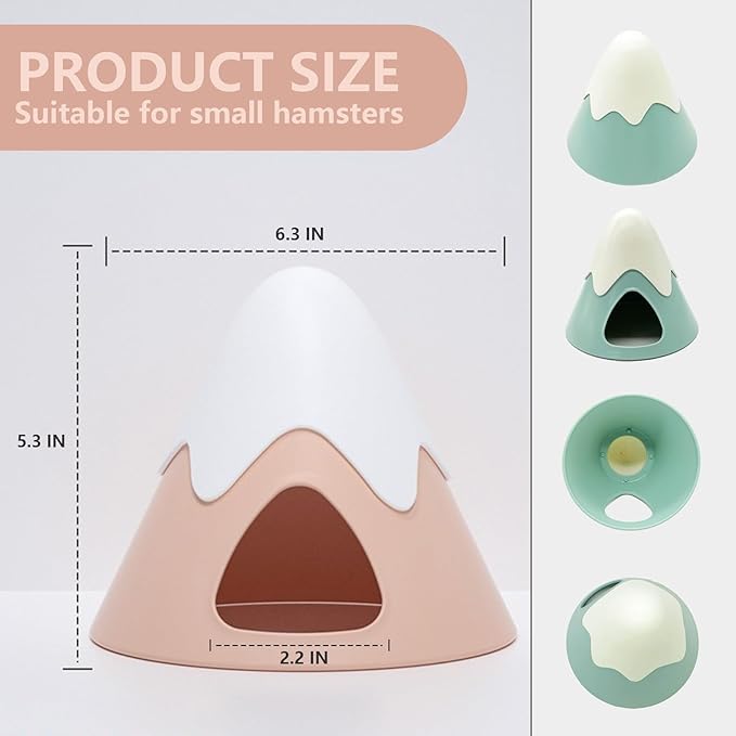 Hamster Hideout, Snowy Mountain Shape Hamster Hide House,Cute Small Animal Habitat Hideaway Hut for Syrian Hamsters, Mice, Gerbils, Rats (Pink)