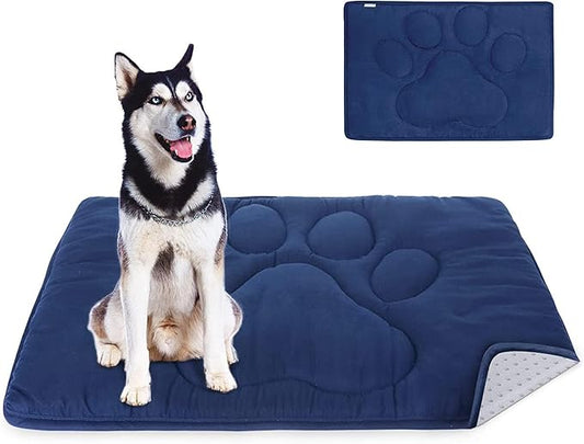 Dog Crate Pad(28"x 42"), Mats for Sleeping, Breathable Crate Bed Kennel Pad,Dark Colored to Hide StainsWashable Dog Bed Crate Mat, Navy