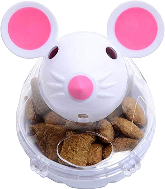 White Interactive Toys for Cats, Cat Food Balls Slow Feeder Mice Shaped Tumbler, Pet Kitten Mouse Shape, Food Storage Dispenser, Feeder, for Indoor and Kitten Exercise