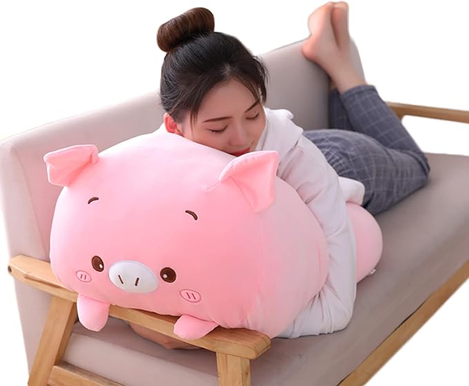 Pig Plush Pillow, Soft Pink Pig Stuffed Animal Body Pillow Toy Gifts for Bedding, Kids, 33.5"