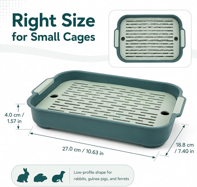 Garneck Guinea Pig Litter Box Rabbit Toilet Tray: Bunny Cage Litter Pan with Grid for Small Animal Potty Training Pet Toilet for Guinea Pig Rabbit Ferret Easy Clean