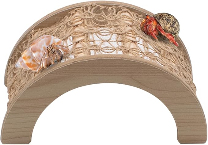 Hermit Crabs Climbing Bridge, Wooden Hermit Crab Climbing Toys with Rope, Hermit Crab Hideout, Aquarium Tank Accessory Small Animals Cage Accessory, Suitable for Hermit Crab Hamster Chinchilla Ferret