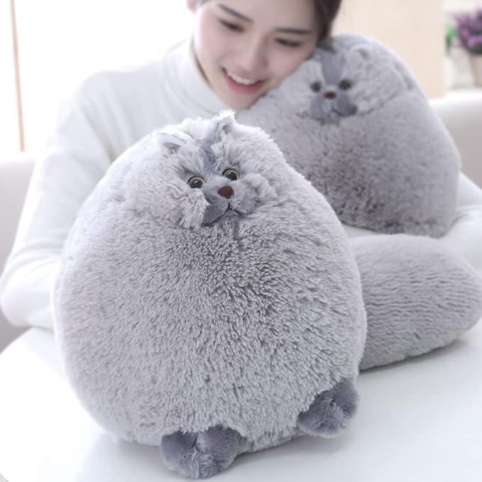 Winsterch Stuffed Animal Plushie Cat Stuffed Animal,Cute Soft Plush Cat Animals,Gray Stuffed Cat, Birthday for Kids,Boys,Girls,Fat Cat Stuffed Toy (Gray, 10 Inches)